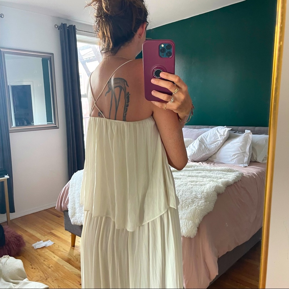 Zara Floaty Cream Cross Strap Dress - Picture 4 of 10